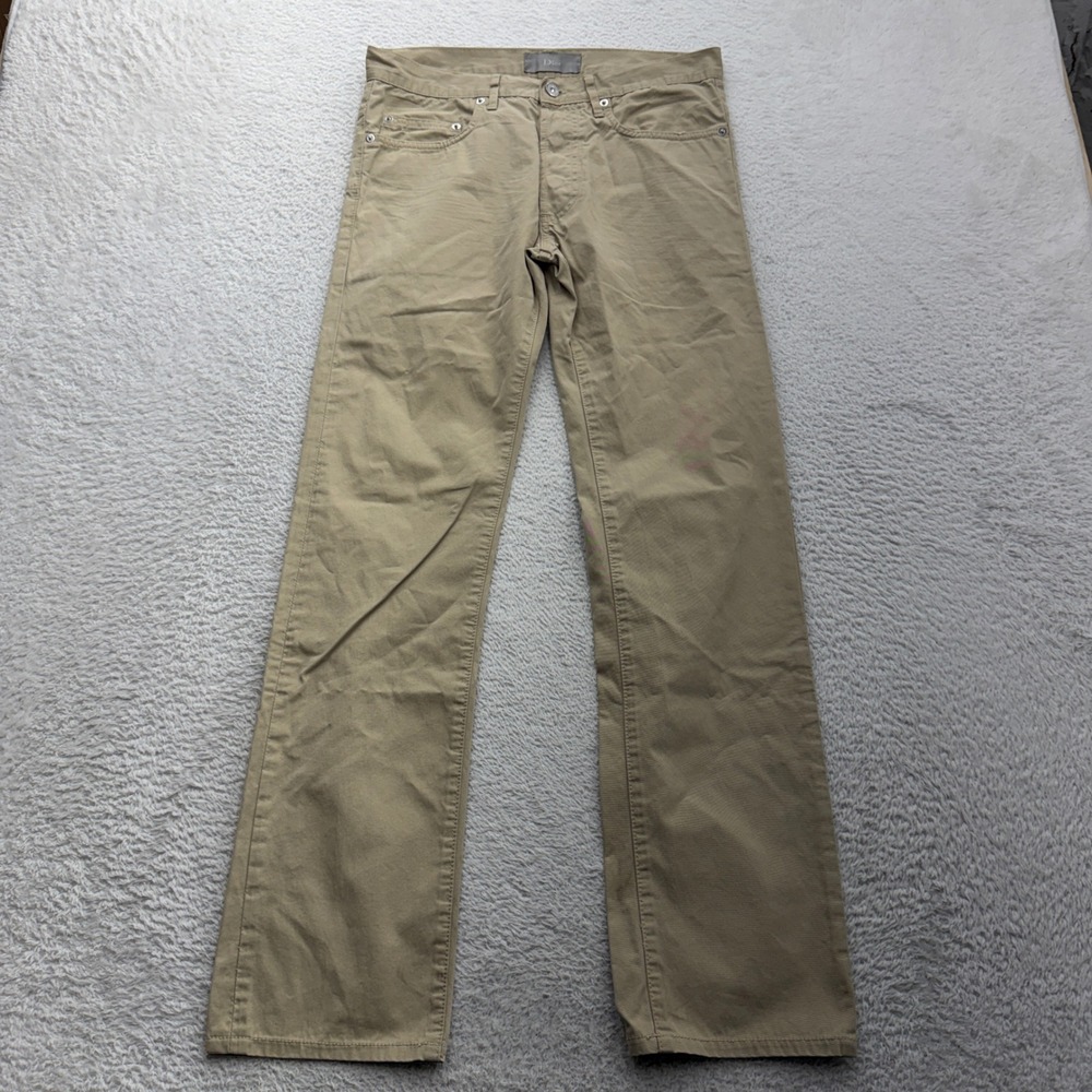 Dior Homme Mens Tan Cotton Slim Fit Trousers Button Fly Size 29 Made in Italy
